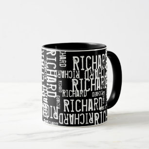 coola och modern svartvit namn-typografi mugg