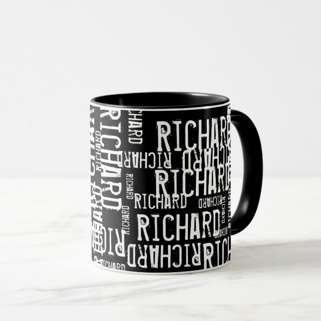 coola och modern svartvit namn-typografi mugg (Framsida höger)