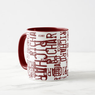 coola och modernt bordeaux namn, typografi mugg