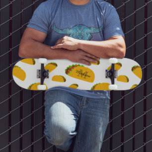Coola och roligt mönster Monogram vit tako Mini Skateboard Bräda 18,5 Cm