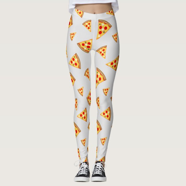 Coola- och roligt-pizzasekar mönster lätt grått leggings (Framsida)