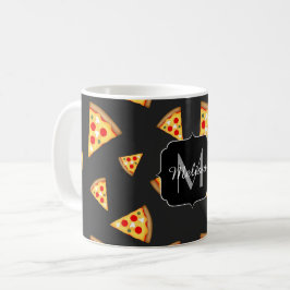 Coola- och roligt-pizzor-skivor mönster Monogram Kaffemugg