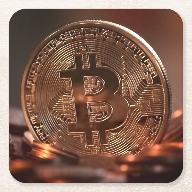Coola och Shiny Bitcoin Stash Underlägg Papper Kvadrat (Framsidan)