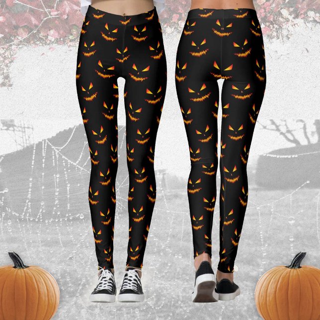 Coola och skrämmande Jack O'Lantern ansikte Hallow Leggings (Skapare uppladdad)