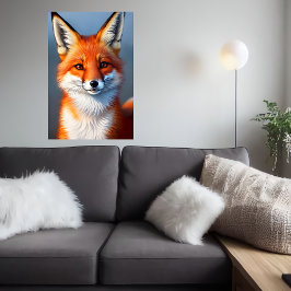 coola och söt rödräv porträtt | AI Art Poster
