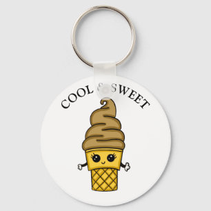 Coola och sötchoklad Glass Cone Food Pun Nyckelring