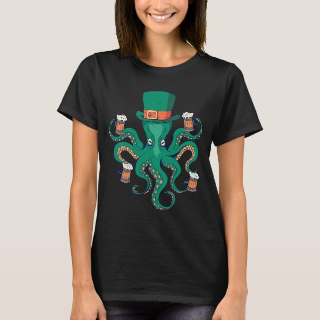 Coola Octopus Leprechaun St. Patrick's Day T Shirt (Framsida)