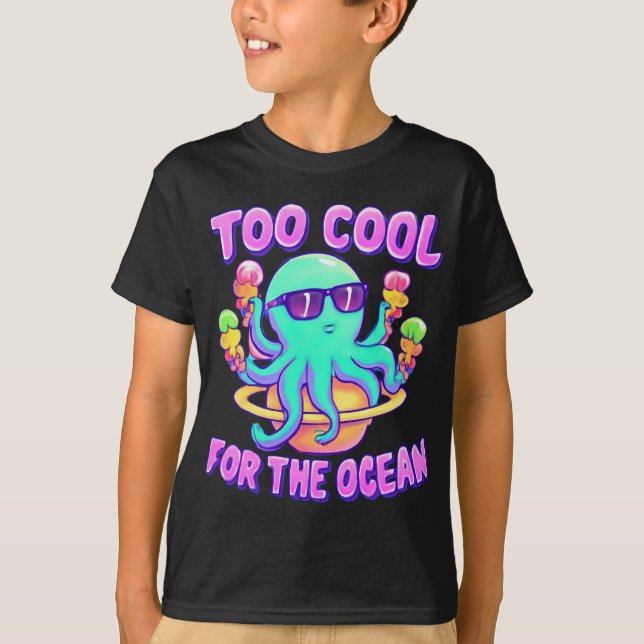Coola Octopus på mättnad Flyter med iskräm T Shirt (Framsida)