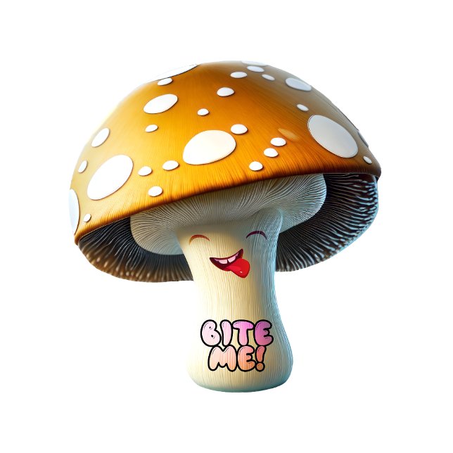 coola ogräs-fabriksdesign för vild för utskrift canvastryck (Cute cool magic mushroom design with funny text “bite me”)