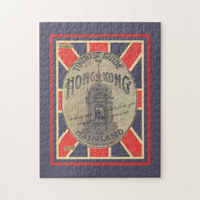 Coola Old Tour Guide till Hong Kong med Union Jack Pussel (Vertikal)