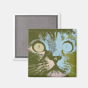 Coola Olive Drab Pastel Cat Minimalist Pop Art Magnet