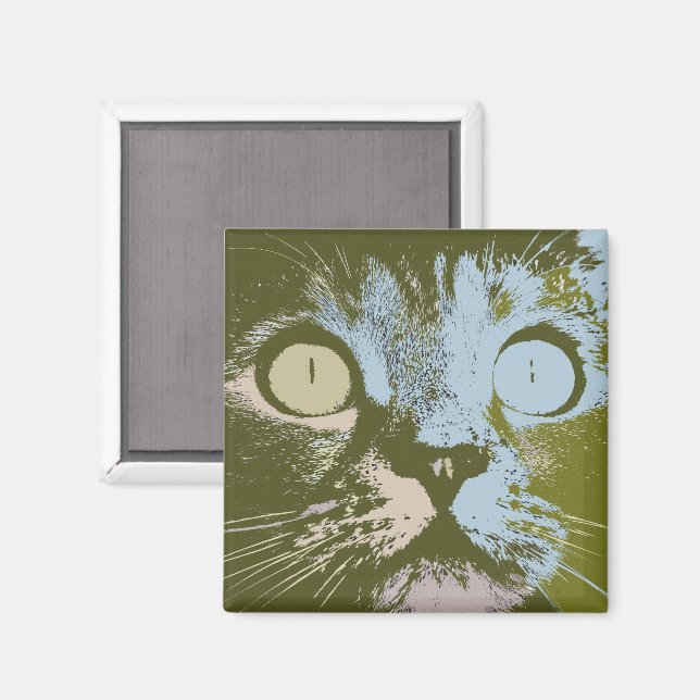 Coola Olive Drab Pastel Cat Minimalist Pop Art Magnet (Front/Back)
