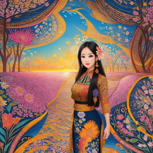 Coola om Retro Bali Batik-design - Lång Ärmad Tröja