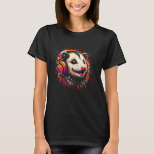 Coola Opossum Headphone Music Art julfödelsedag T Shirt