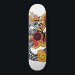 Coola Orange Black Dragon Skateboard<br><div class="desc">Personlig asiatisk konst drar med skateboard med initialer i mitten.</div>