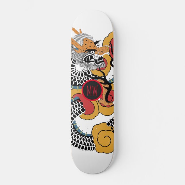 Coola Orange Black Dragon Skateboard (Framsida)