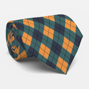 coola orange grönt mönster argyle i slips