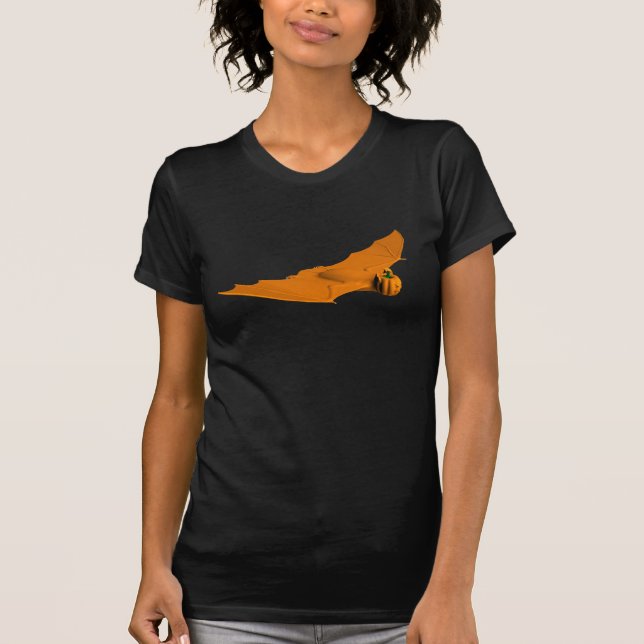 Coola Orange Halloween Fladdermus T-shirt (Framsida)