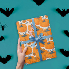 Coola Orange Pumpkins Cute Halloween Mönster Presentpapper