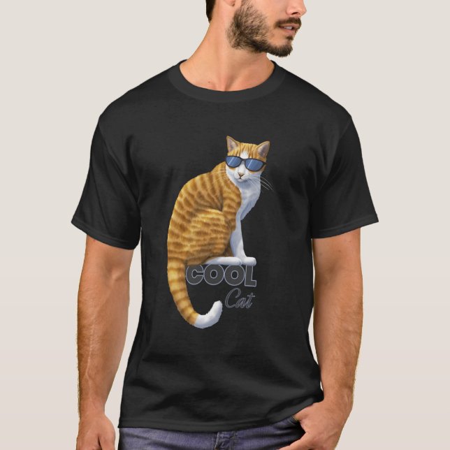 Coola Orange Tabby katt, solglasögon T Shirt (Framsida)