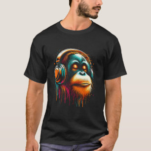 Coola Orangutan Headphone Music Art julfödelse T Shirt