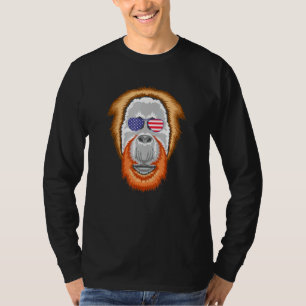 Coola Orangutan Wearing USA flagga Sunglasses Us A T Shirt