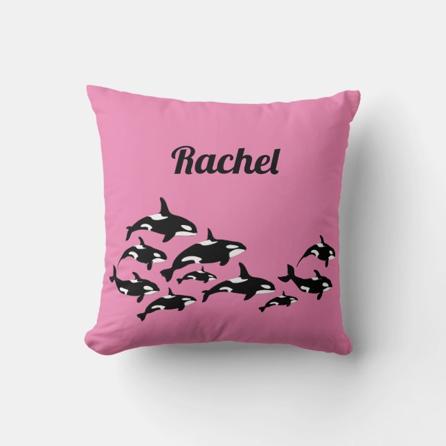Coola Orca Whale Personlig Rosa Dekorativ kudde (Framsida)