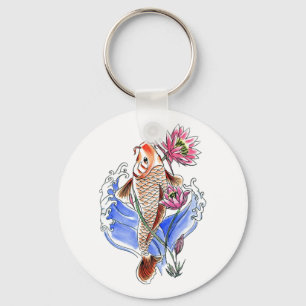 Coola Oriental Classic Koi Carp Fish Lotus tattoo Nyckelring