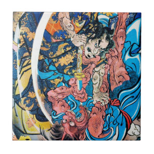 Coola oriental japanese Ancient Samurai demon Figh Kakelplatta
