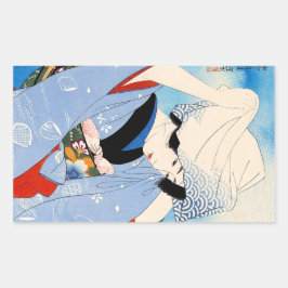Coola oriental japanese Classic dam art Rektangulärt Klistermärke