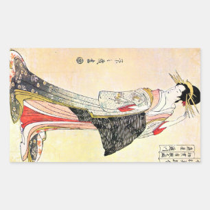 Coola oriental japanese Classic geisha dam art Rektangulärt Klistermärke