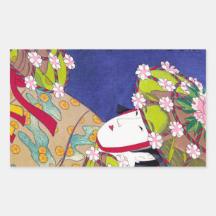 Coola oriental japanese Classic geisha dam art Rektangulärt Klistermärke