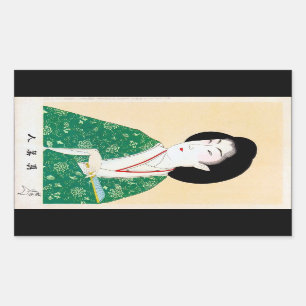 Coola oriental japanese Classic geisha dam art Rektangulärt Klistermärke