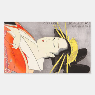 Coola oriental japanese Classic geisha dam art Rektangulärt Klistermärke