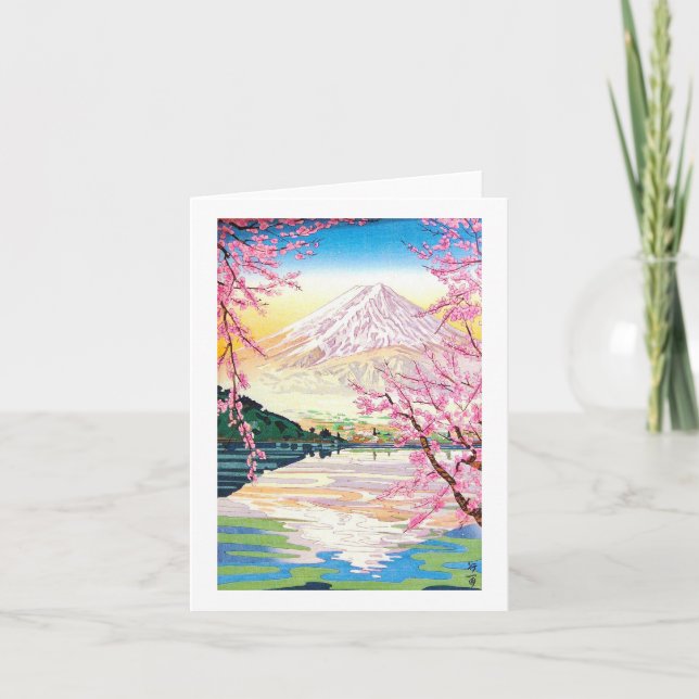 Coola oriental japanese Fuji vår cherry träd art Kort (Framsida)