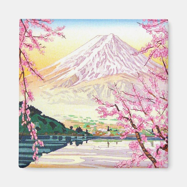 Coola oriental japanese Fuji vår cherry träd art Magnet (Framsidan)