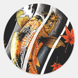 Coola oriental japanese Guld Lucky Koi Fish tattoo Runt Klistermärke