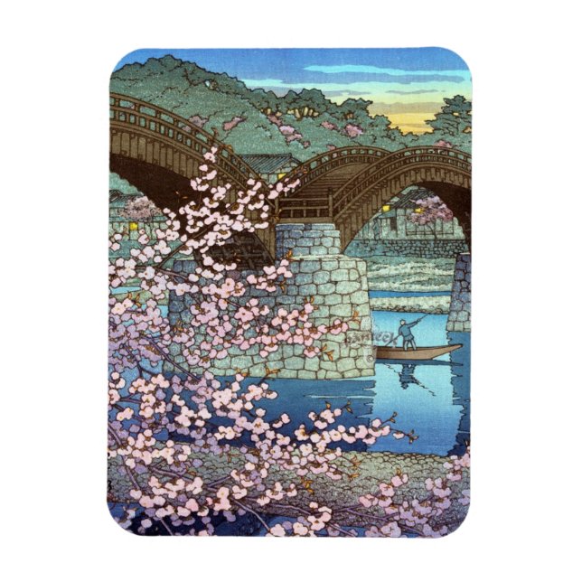 Coola oriental japanese Hasui kawase River bridge Magnet (Vertikal)
