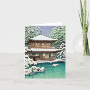 Coola oriental japanese Hasui Kawase vinterscen Helgkort