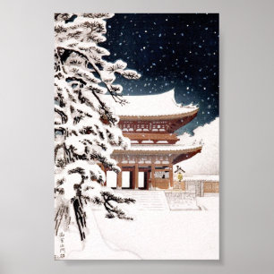 Coola oriental japanese Hasui Kawase vinterscenery Poster