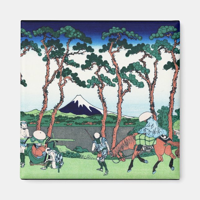 Coola oriental japanese Hokusai Fuji View liggande Magnet (Framsidan)