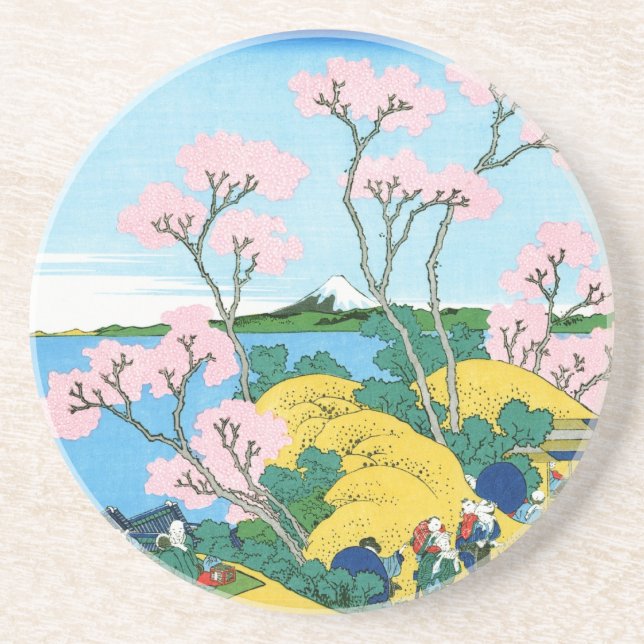 Coola oriental japanese Hokusai Fuji View liggande Underlägg Sandsten (Framsidan)