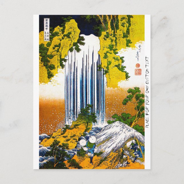 Coola oriental japanese Hokusai Waterfall art Vykort (Framsida)