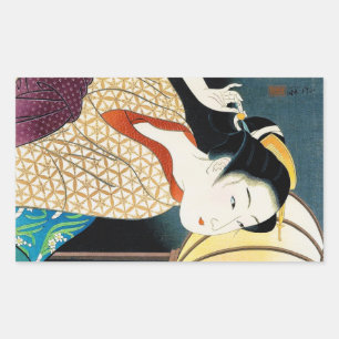 Coola oriental japanese Takane Koko geisha dam art Rektangulärt Klistermärke
