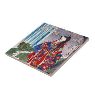 Coola oriental japansk klassisk geisha dam art kakelplatta
