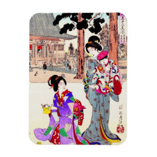 Coola oriental japansk klassisk geisha dam art magnet