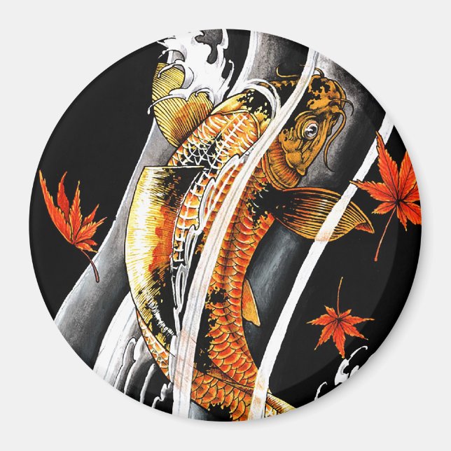 Coola Oriental Japansk Koi Lucky Carp Vatten Bläck Magnet (Framsidan)