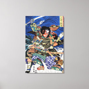 Coola oriental japansk legendarisk krigare samurai canvastryck