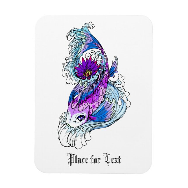 Coola Oriental Japansk Lila Koi Fish Magnet (Vertikal)