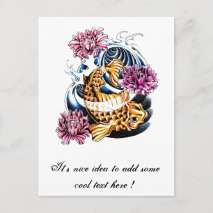 Coola Oriental Japansk Lucky Koi Carp tatuering Vykort